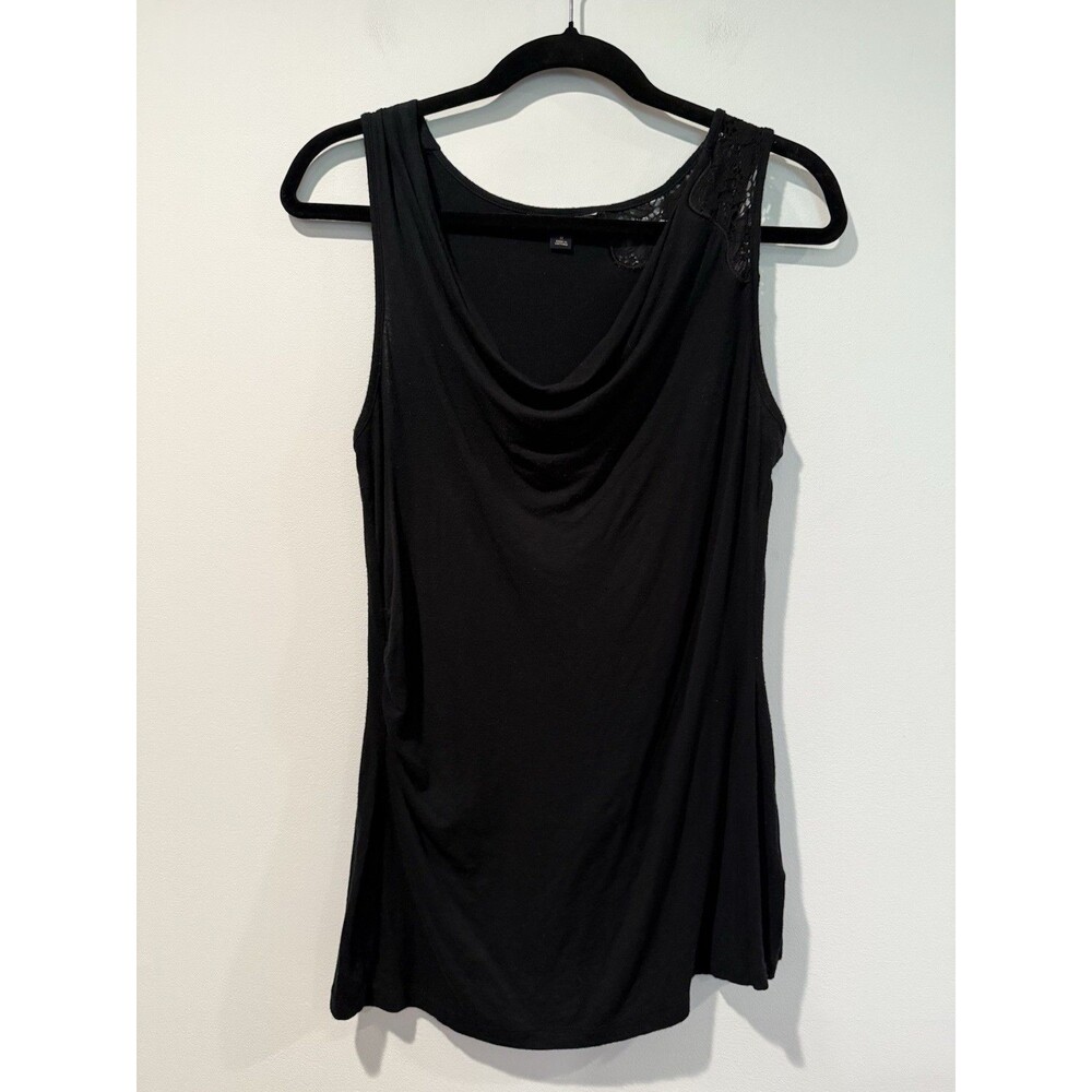 Banana Republic Tank Top Med. Blk Lace/Crochet Floral Stretch Travel Whimsigoth